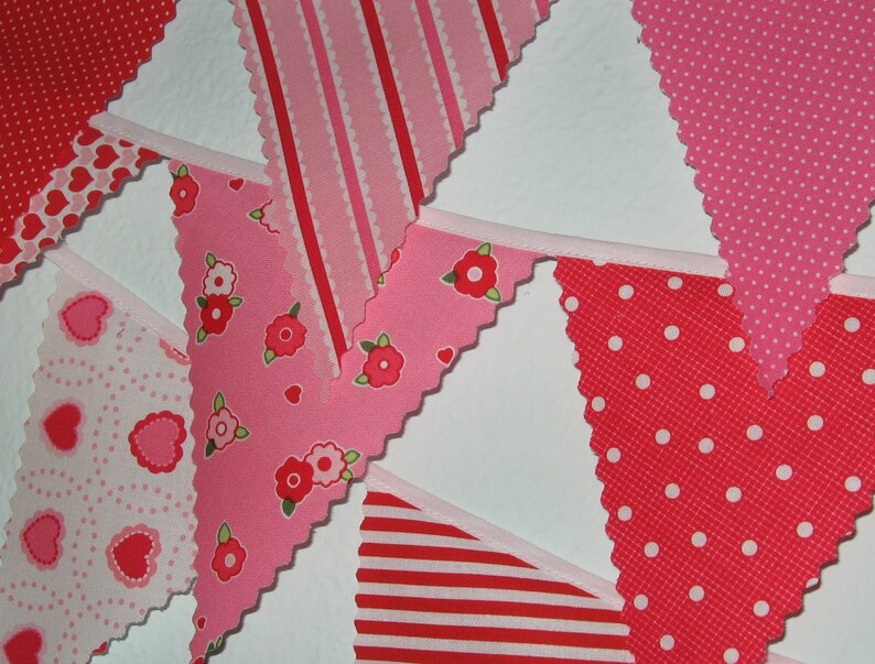 Mini pennant fabric banner Valentines Day I Love You childrens decor, party decor or photo prop READY TO SHIP image 3