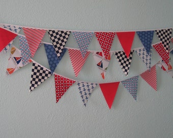 Mini pennant fabric banner -Ahoy Matey- childrens decor, party decor or photo prop