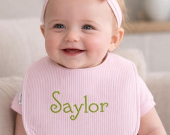 Personalized Seersucker Baby Bib