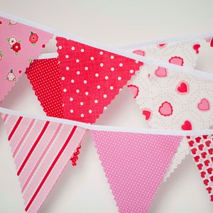 Mini pennant fabric banner Valentines Day I Love You childrens decor, party decor or photo prop READY TO SHIP image 4