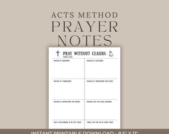 Printable Prayer Journal Page | ACTS Prayer Method | Christian Prayer Tracker | Daily Prayer Worksheet for Women & Teens | Digital Download