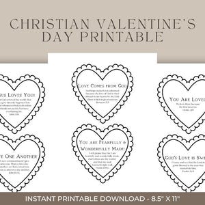 Dia dos Namorados Cristão para Imprimir | Cartões de Versículos Bíblicos de São Valentim | Escrituras KJV para Crianças Dia dos Namorados | Download Digital de Corações de Jesus Loves You