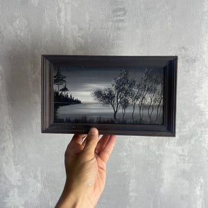 Aquarelle soviétique ukrainienne URSS photo nature lac arbre 1980 fait main