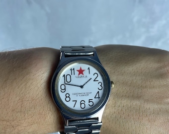 Vintage Wristwatch Chayka Star Red Ussr Mechanical 17 Jewels Men Watch  Present