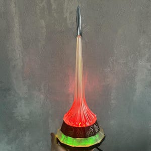 Vintage Night Light, Rocket. collectible Table lamp Cosmos COSMONAUTIKA USSR Rare plaque only SPACE