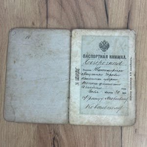 VINTAGE 1910 Rare document de voyage impérial russe Russie tsariste ancienne carte d'identité antique