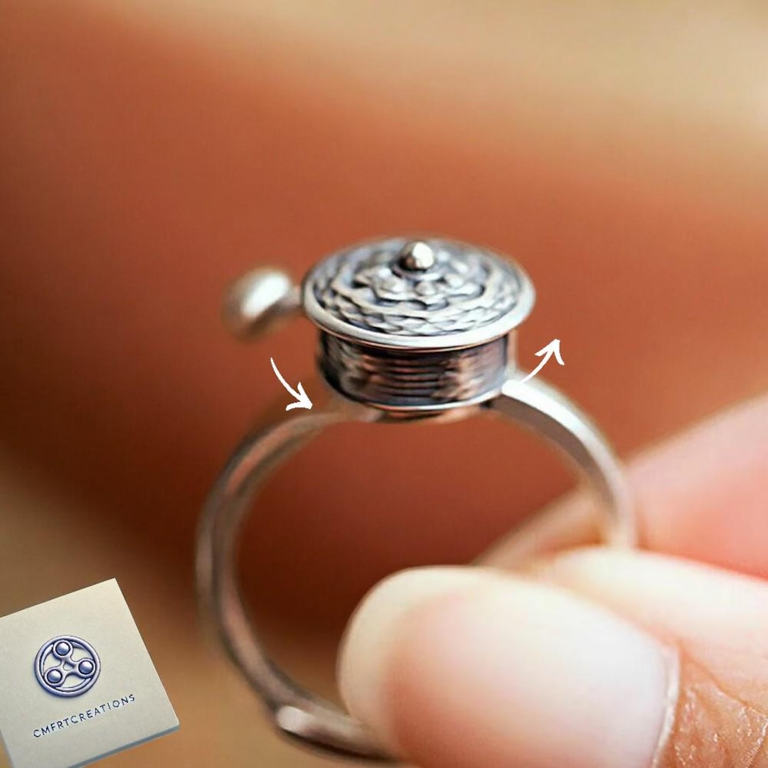 Meditation Fidget Ring Tibetan Buddhist Rotating Fidget Spinner Ring ...