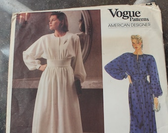 Vintage Vogue American Designer Original Albert Nippon 1980s 80s Pullover Below Mid-calf or Evening Dress Pattern 1390 FF