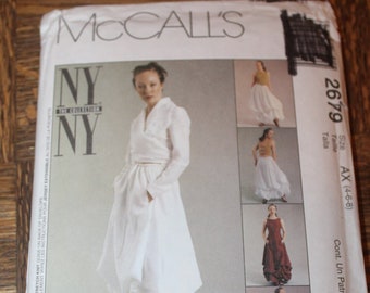 Vintage 2000 NY NY Collection McCall's 2679 Boho Balloon Hem Dress or Skirt, Wrap Blouse with Shawl Collar, and Pullover Top Pattern  FF