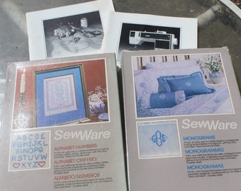 Vintage Singer 6268 Sewing Machine Manual, 6268/6267 Creative Sewer's Guide, SewWare Set 1 Alphabet/Numbers & Set 2 Monograms