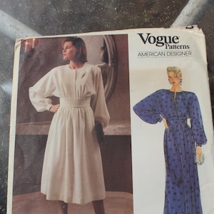 Vintage Vogue American Designer Original Albert Nippon 1980s 80s Pullover Below Mid-calf or Evening Dress Pattern 1390 FF