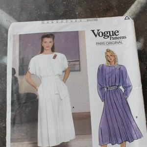 Vintage 1980s 1985 Vogue 1553 Paris Original Guy Laroche Loose-fitting Mid-calf Dress Pattern FF
