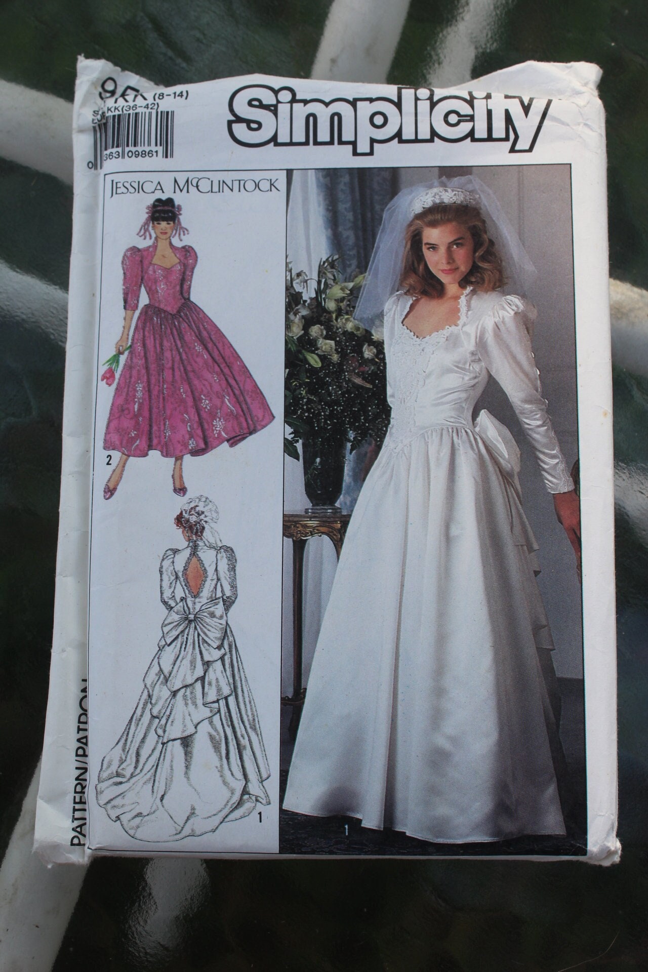 Vintage 1989 Simplicity Jessica Mcclintock Miss Petite Brides or Bridesmaid Wedding Bridal Dress Gown Train Bow Back Drape 9505 Pattern FF Etsy