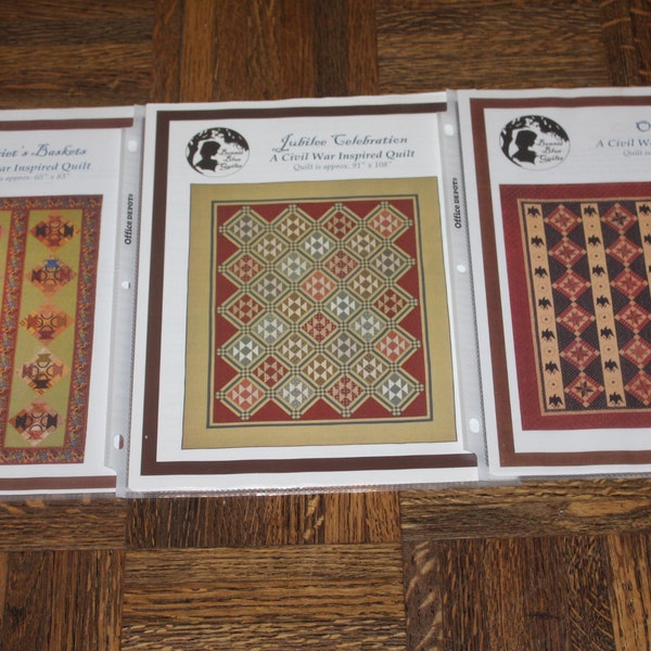 Bonnie Blue Quilts Civil War Inspired Quilt Pattern Harriet's Baskets, Jubilee Celebration, or Old Abe Your Choice