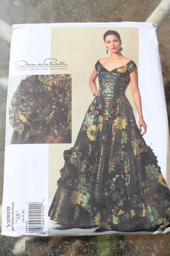 Vogue American Designer Oscar De La Renta V2928 2928 Fancy Floor Length Dress With Self-fabric Flowers Pattern - Etsy Vogue American Designer Oscar De La Renta V2928 2928 Fancy Floor Length Dress With Self-fabric Flowers Pattern - Etsy