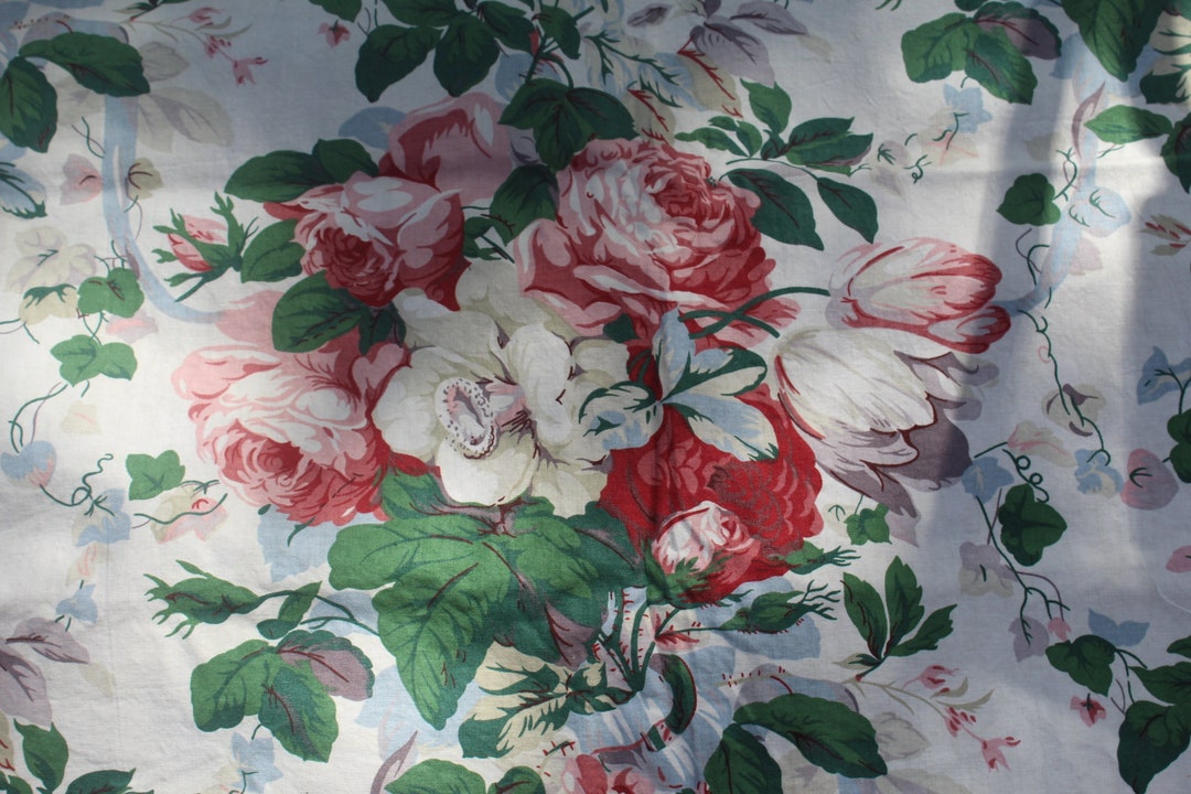 Vintage Ramms Rosedale Pattern Medium Weight Cotton Chintz Look Fabric Made in England Etsy