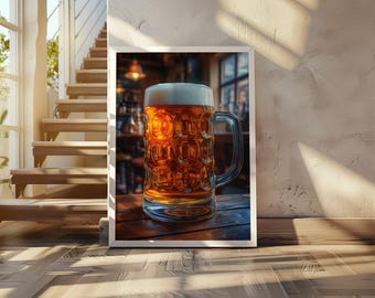 Craft Beer Art Print, Amber Lager, Pub Decor (Digital Download)