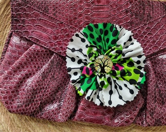 4' Inch  Flower Pin Brooch Converts to Pendant  2 in 1 Kanzashi Flower Fabric Kitenge  Ankara Colorful