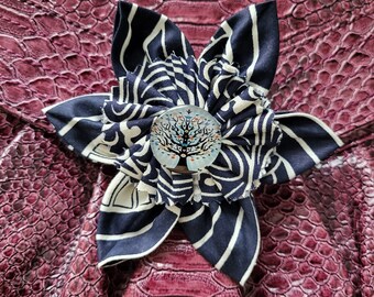 4' Inch Flower Pin Or Pendant Kanzashi Ankara Fabric Flower Statement Piece