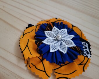 4' inch Fabric Flower Pin with lace flower center