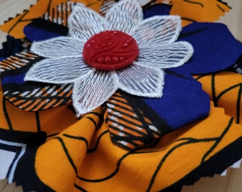 5' inch Ankara Fabric Flower Pop-Of-Color Accessory for Hat, Scarf, Garment