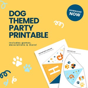 Small Dog-Themed Birthday Party Set for Kids – Printable Decorations & Games (PDF Download)