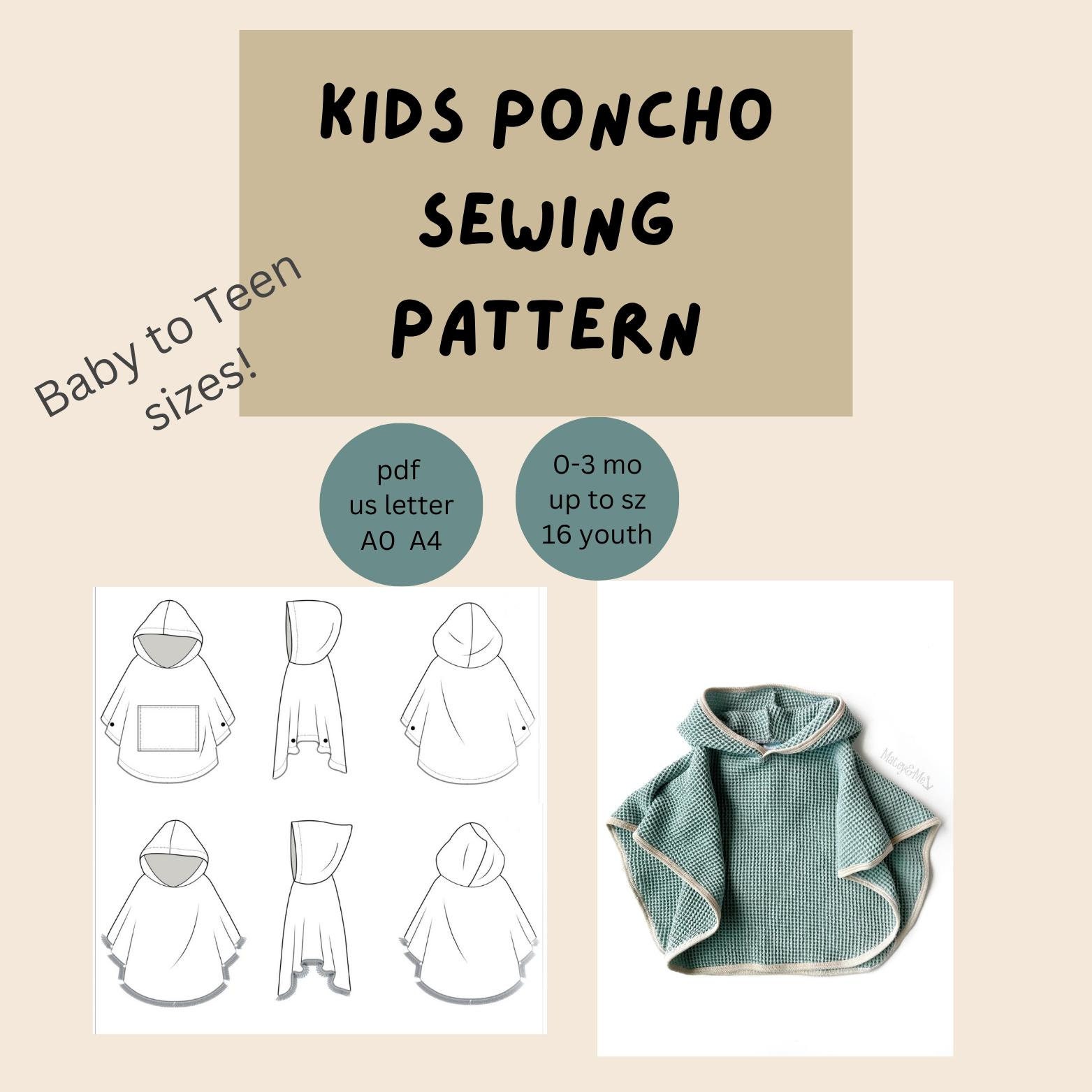 Triangular Poncho Sewing Pattern Kids Poncho Sewing Pattern Digital File for Fall Sewing Modern Cute ...
