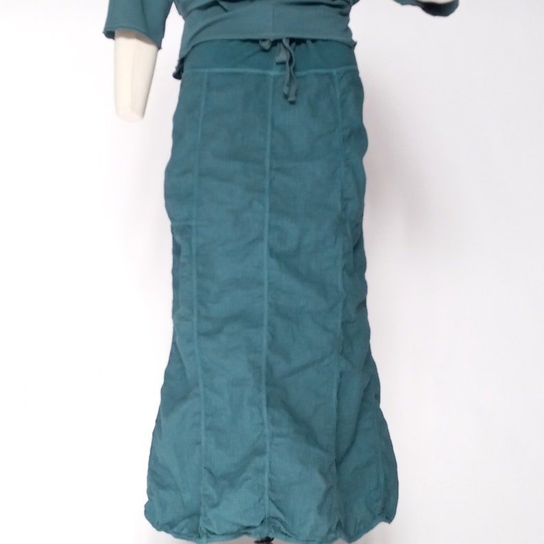 hemp and organic cotton lightweight woven long skirt 8 seam series ocean image 3