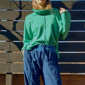 Hemp and Organic Cotton Fleece  Sweatshirt - Jersey-jersey pattern Series - green