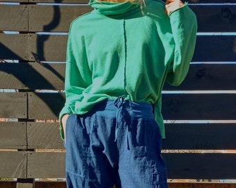 Hemp and Organic Cotton Fleece  Sweatshirt - Jersey-jersey pattern Series - green