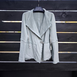 Wrap Tie Fleece Hemp and Organic Cotton Jacket - raglan series