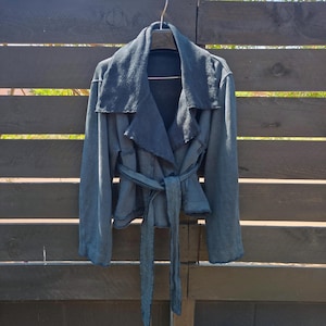 Lightweight Hemp and Organic Cotton Fleece Wrap Jacket - set in sleeve pattern series