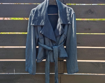 Lightweight Hemp and Organic Cotton Fleece Wrap Jacket - set in sleeve pattern series