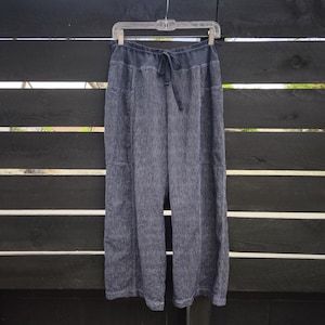 Hemp Organic Cotton Ankle Pants: Denim Stripe Woven Trousers