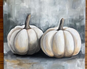 カボチャの絵画 キャンバスに描かれたオリジナルのアクリル画 ファイン