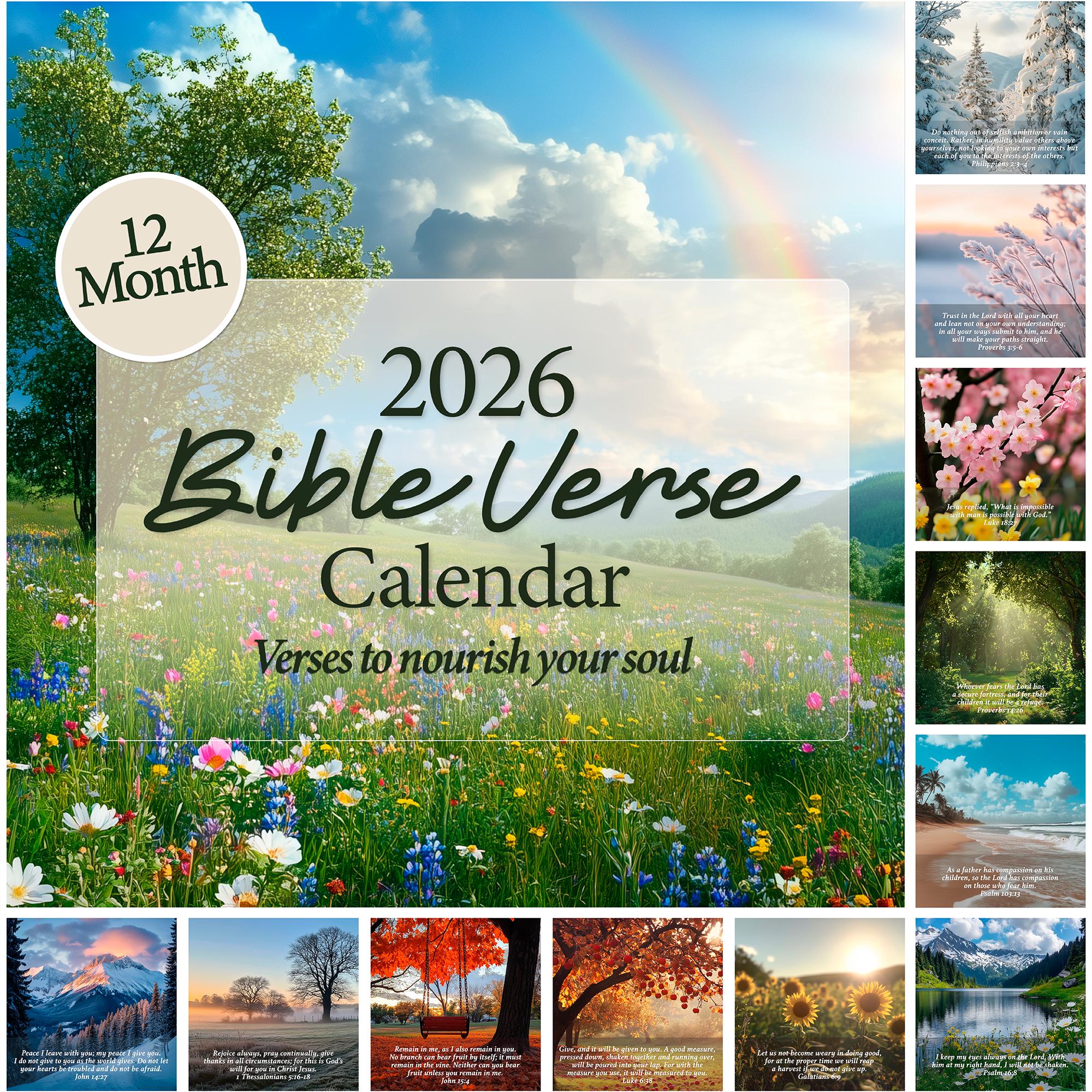 Christian Wall Calendar 2026 Monthly Bible Verse Wall Calendar, All Bible Quotes are From the NIV Bible