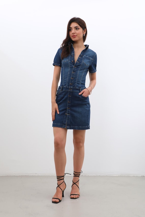 Women's Buttoned Jean Dress