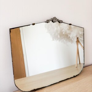 Vintage Art Deco Mirror: Frameless Bevelled Wall Mirror with Chain (c.1930s)