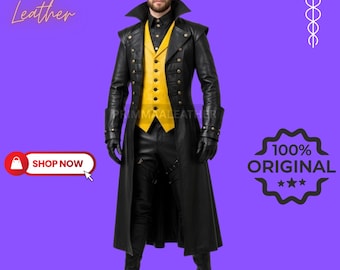 Handgjord gotisk lädertrenchcoat: Steampunk vampyrcosplay
