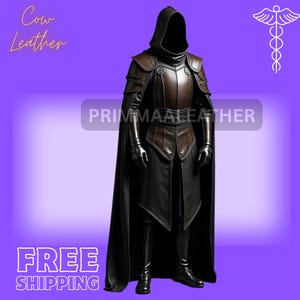 Handcrafted Leather Hooded Cloak: Medieval Knight Armor, Gothic Cosplay
