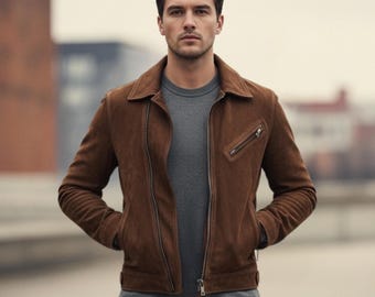 Chaqueta marrón de ante con flecos: Abrigo de ante hecho a mano – Estilo vaquero