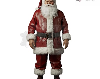 Kerstmanpak van echt leer met bontrand – Cosplay en evenementen