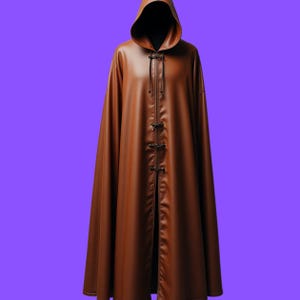 Premium Leather Hooded Cloak - Gothic Brown Leather Cloak - Renaissance Leather Cloak - Vintage Leather Cloak - Medieval Leather Cloak