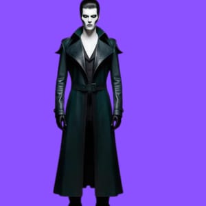 Men&#39;s Vampire Long Leather Trench Coat-Gothic Leather Trench Coat