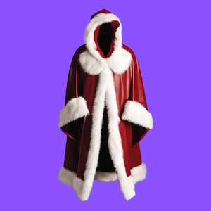 Weihnachtsmann Umhang mit Kunstpelzbesatz-Weihnachtsgeschenk-Weihnachtsmann-Umhang