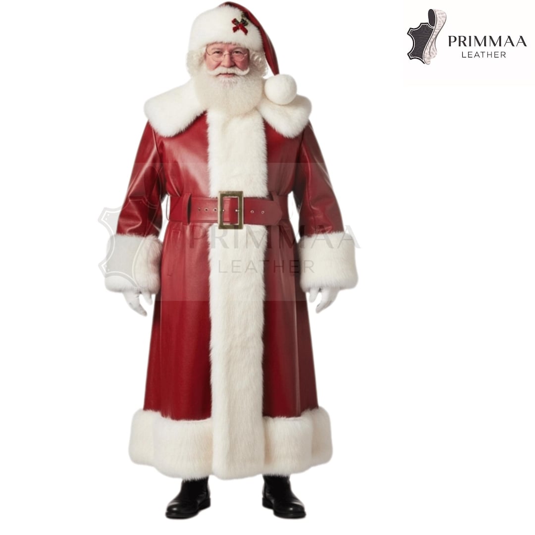 Handmade Genuine Leather Santa Suit: Fur Trim Christmas Cosplay - Etsy