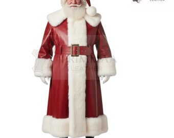 Handmade Genuine Leather Santa Suit: Fur Trim Christmas Cosplay - Etsy