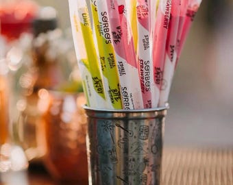 100 Edible Cocktail Straws – 12 Flavors, Plastic-Free Party Drink Accessories