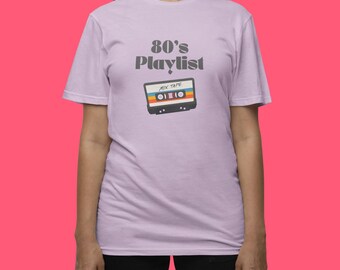 80's Playlist Unisex Garment-dyed T-shirt, 80's, Mixtape