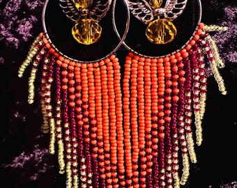 Gevleugelde ringoorbellen met angel-Fire-kleuren